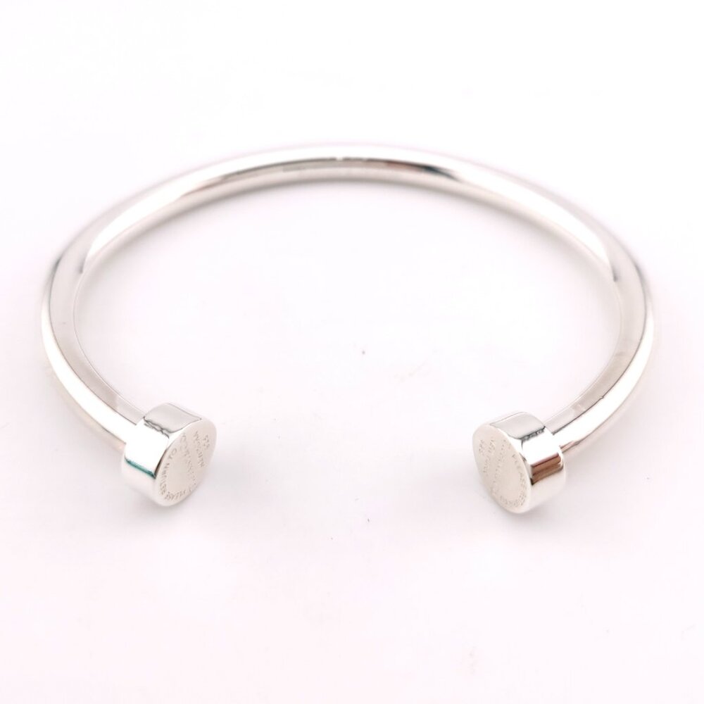 Return To Tiffany & Co. Sterling Silver 5mm Wide Circle Edge Cuff 7" In Bracelet - Picture 2 of 14